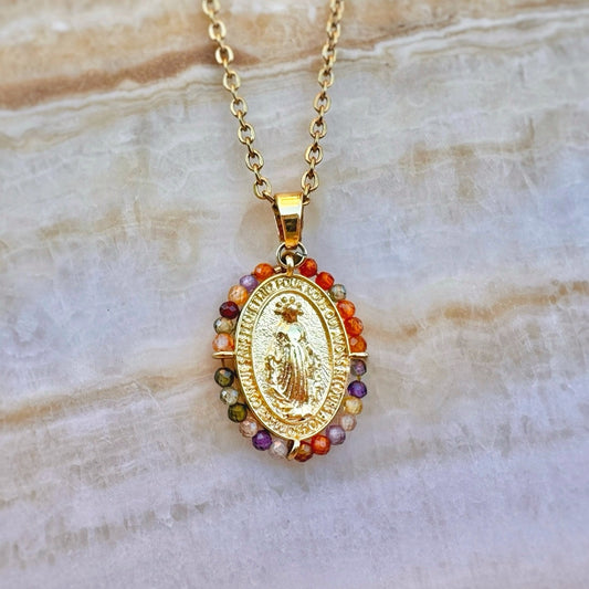 18K Gold-Plated Saint Mary Gold Chain Necklace