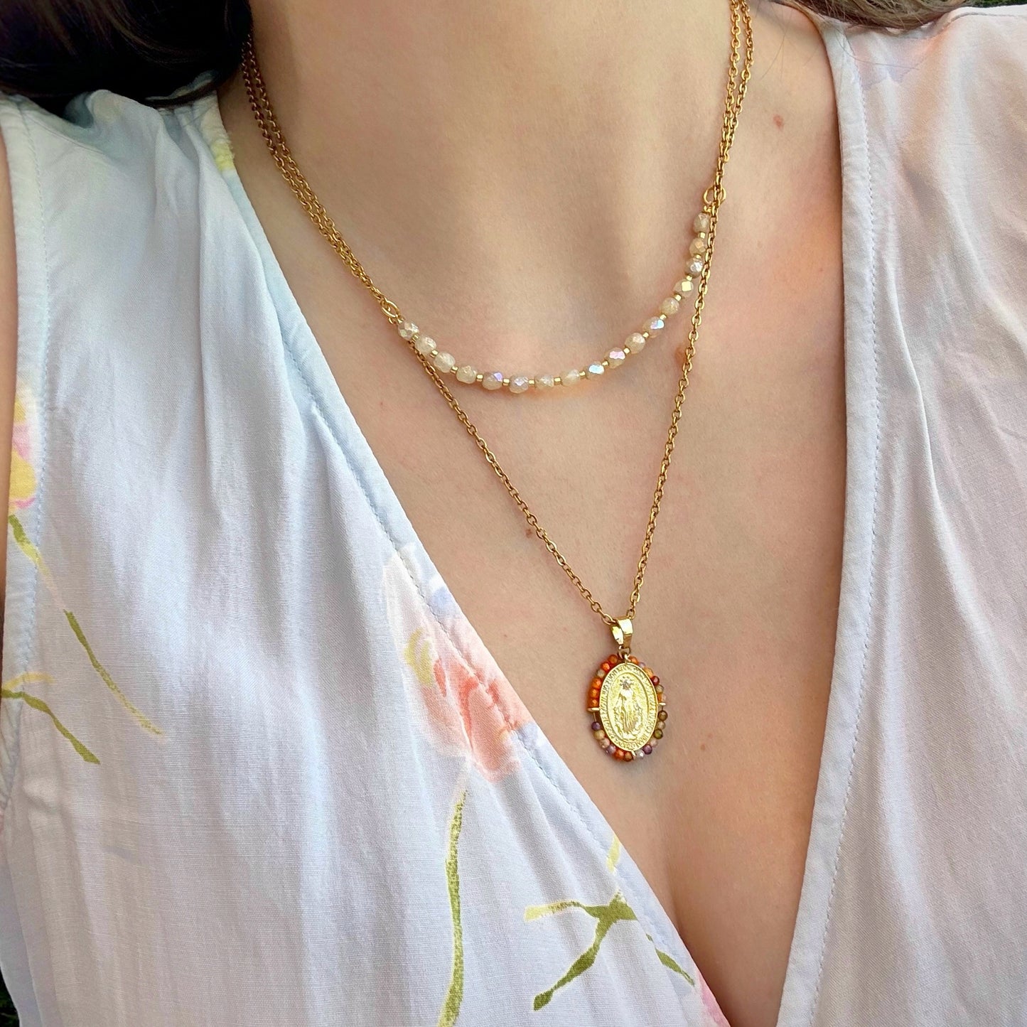 18K Gold-Plated Saint Mary Gold Chain Necklace