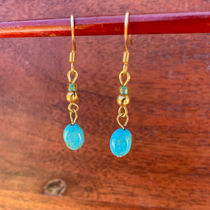 Blue Turquoise 14K Gold-Filled Earrings