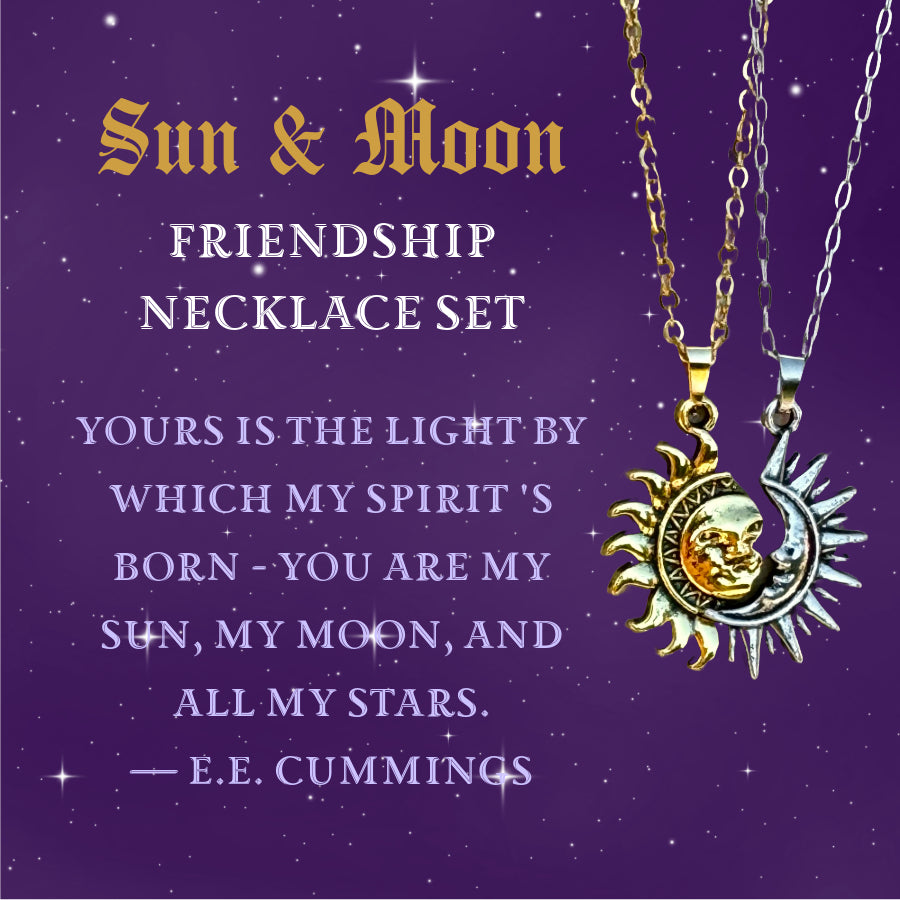 Sun and Moon Gold Stainless Steel Friendship Necklace Set